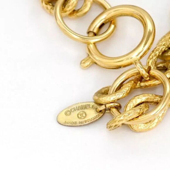 CHANEL CC Logos Coin Charm Double Chain Long Necklace 31" Gold Tone Auth - Picture 3 of 5